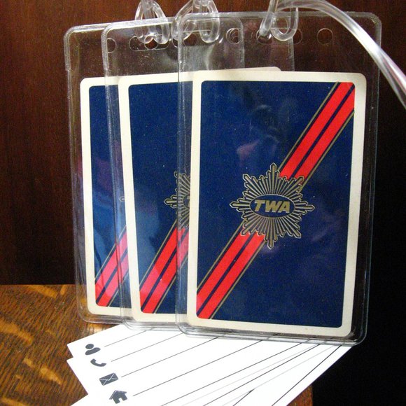 TWA Airlines Playing Card Luggage Tags (3) - Picture 1 of 4